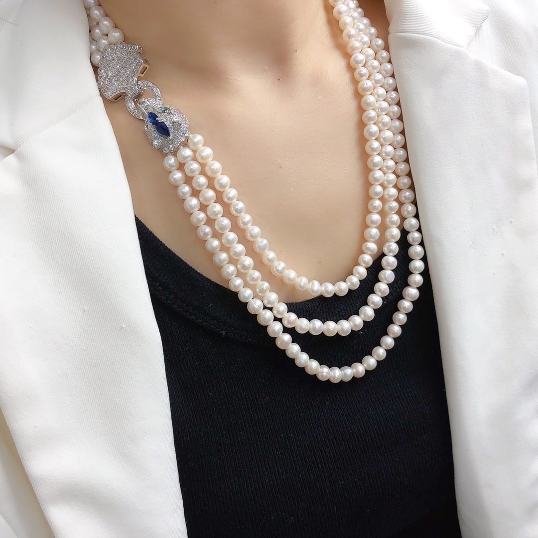 Natural White Pearl Necklace - 8