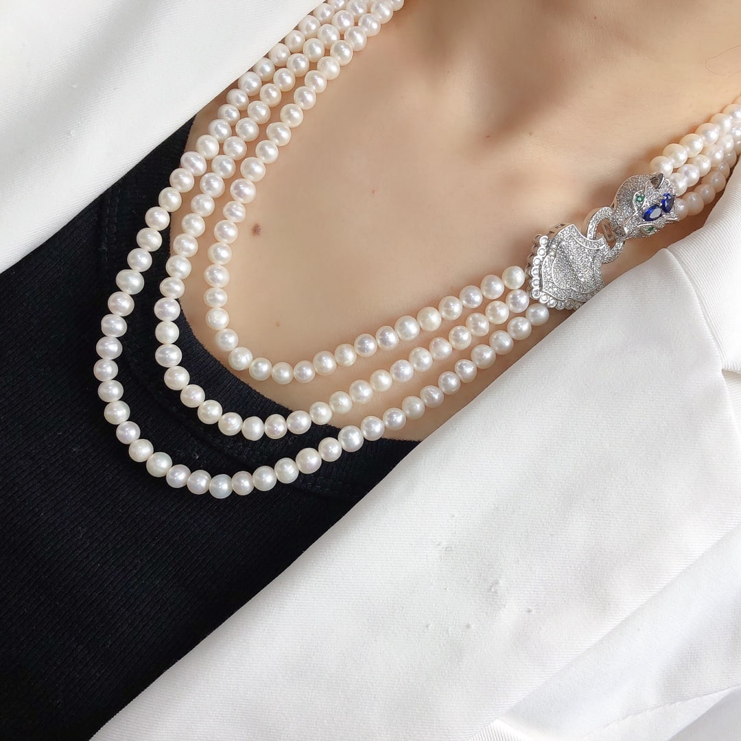 Natural White Pearl Necklace - 9