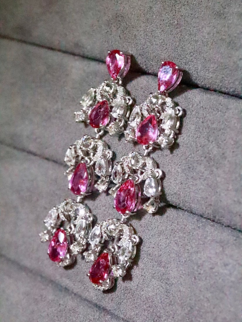 18K Gold Natural Unheated Ruby Earrings - 2