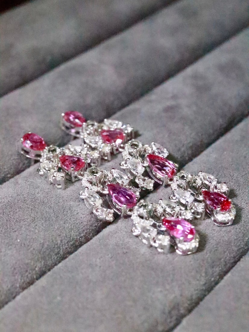 18K Gold Natural Unheated Ruby Earrings - 3