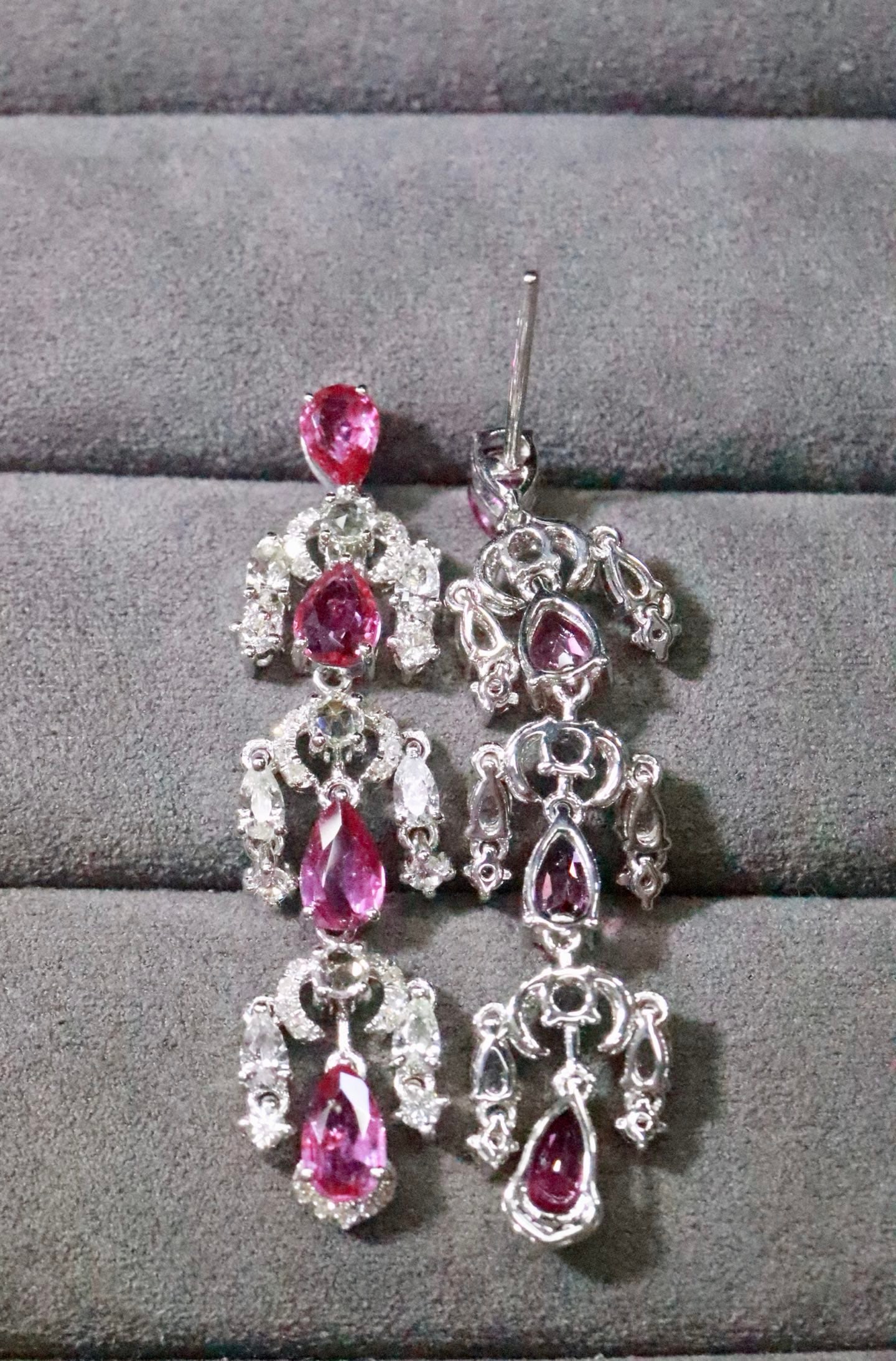 18K Gold Natural Unheated Ruby Earrings - 5