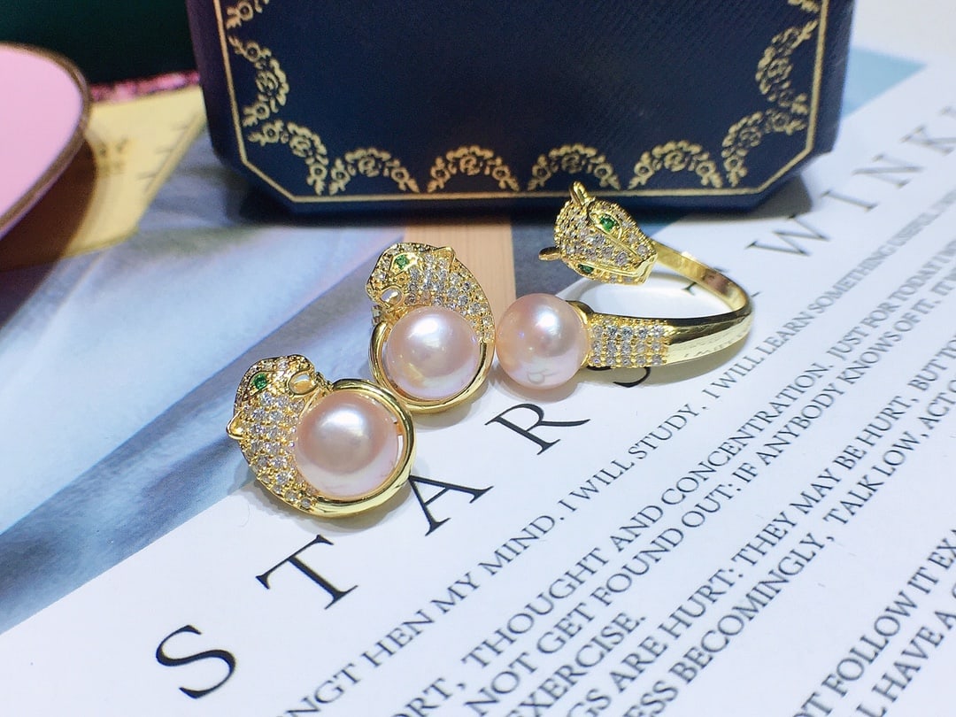 Purple Pink Pearl Necklace Set - 2