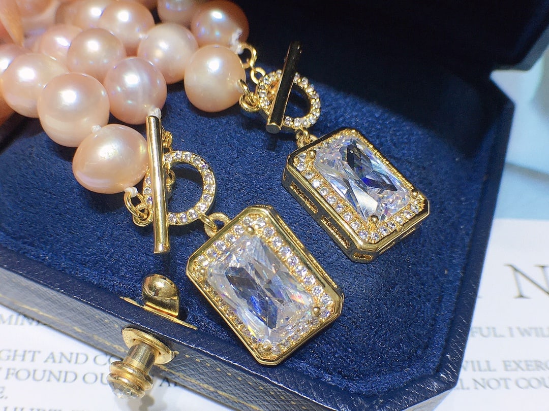Purple Pink Pearl Necklace Set - 6