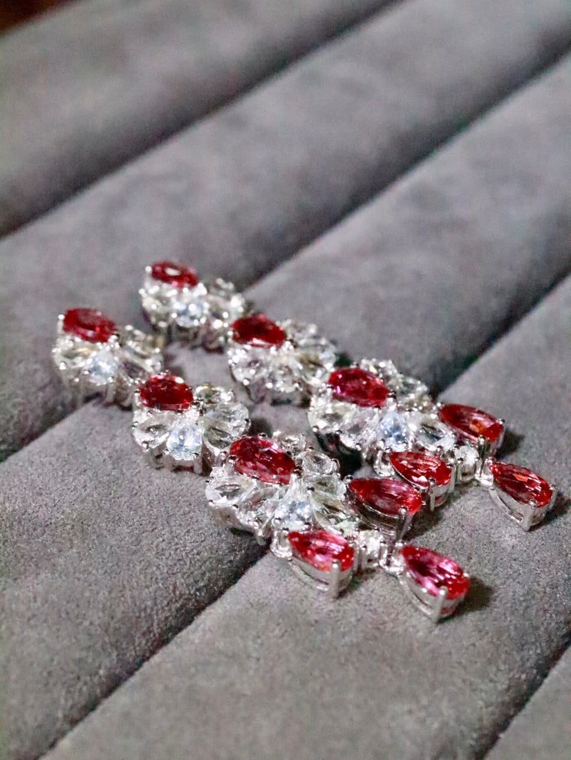 18K Gold Natural Unheated Ruby Earrings - 5