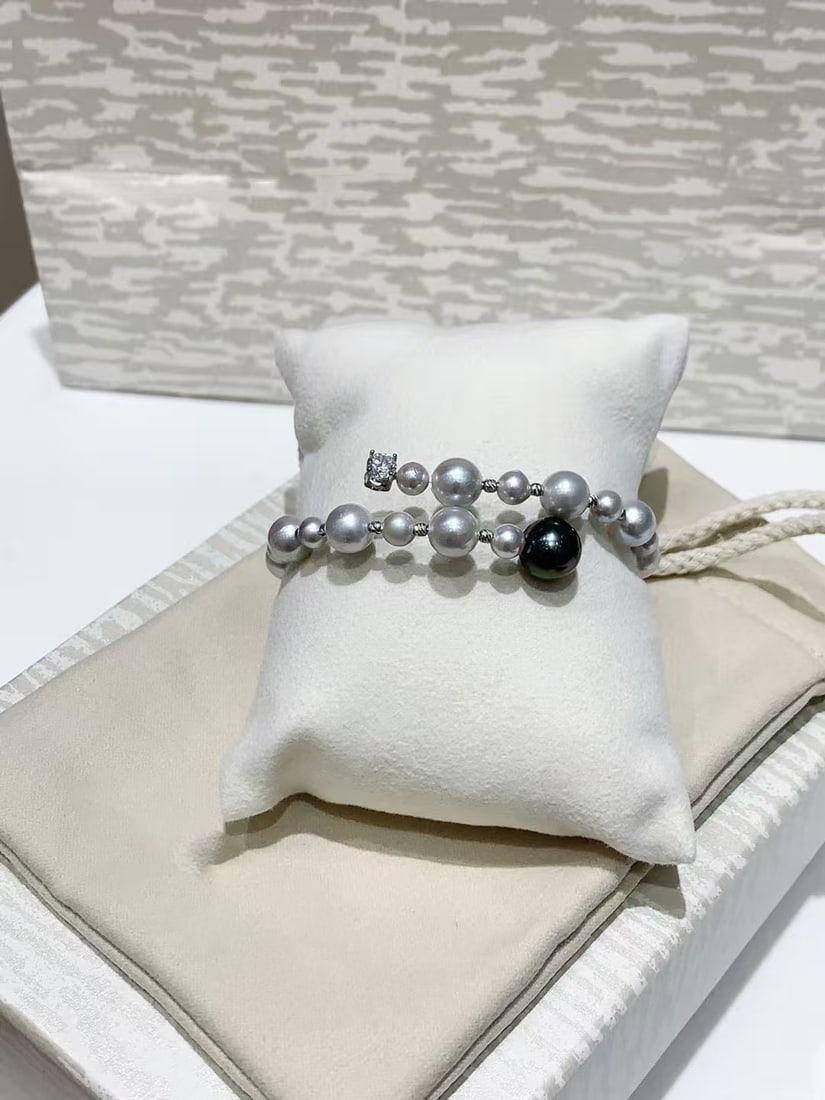 Sterling Silver Natural Tahitian Pearl Bracelet - 2
