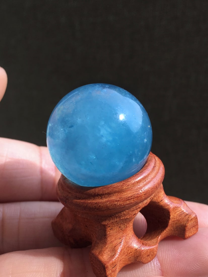 Natural Aquamarine Crystal Ball Ornament - 7