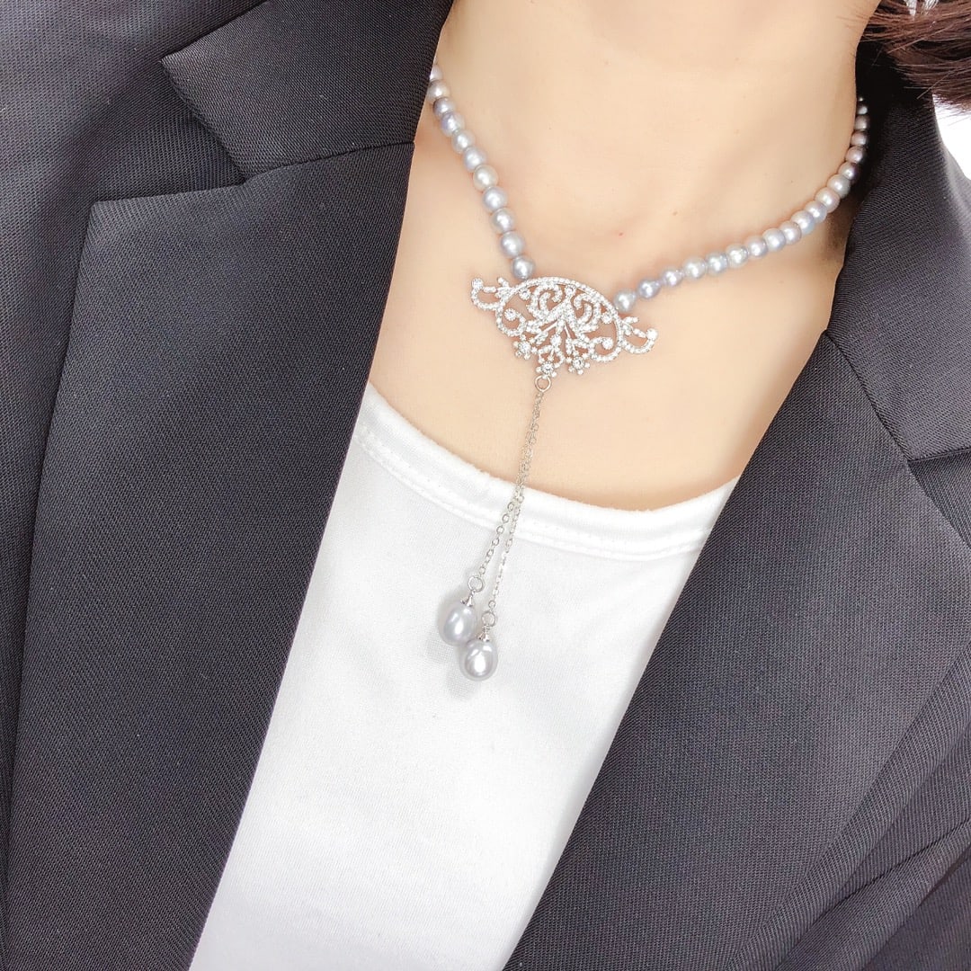 Gray Freshwater Pearl Necklace - 2
