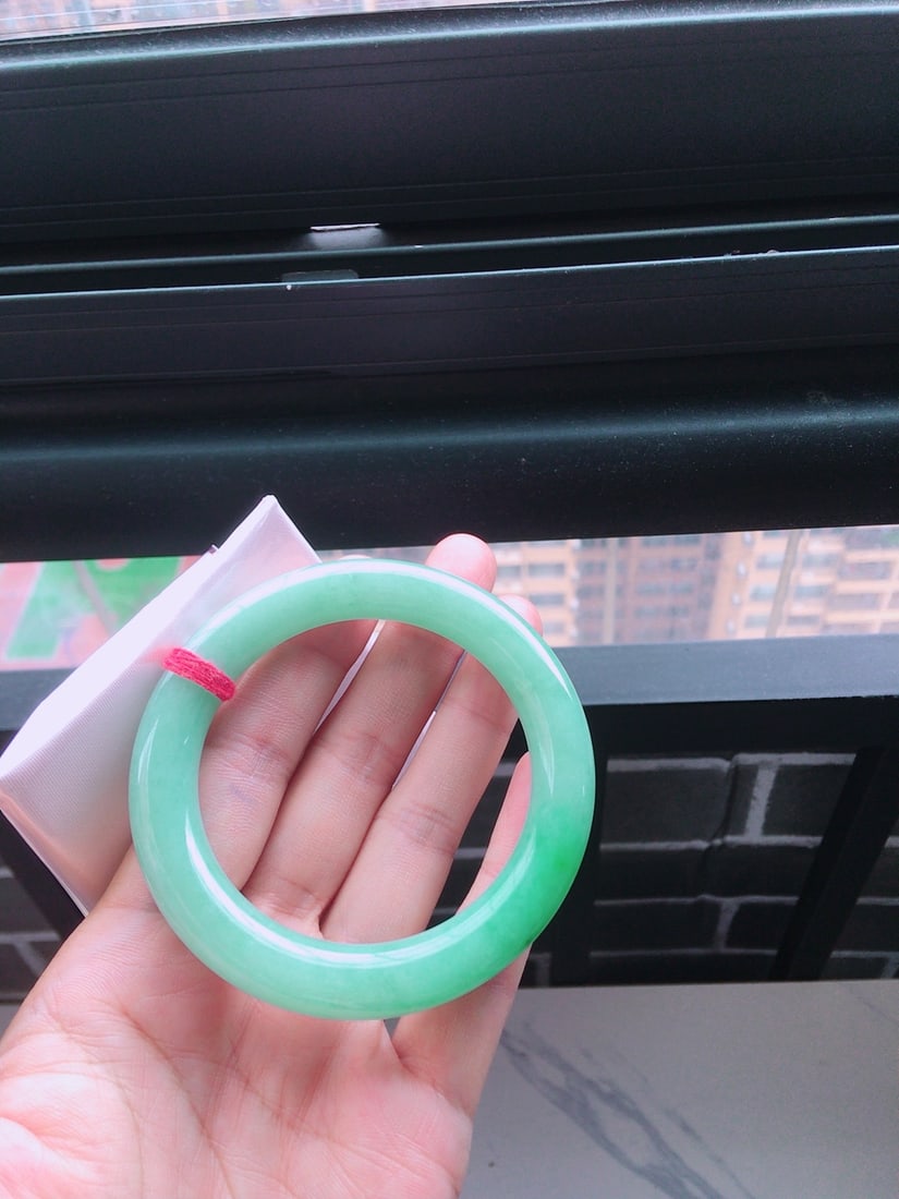 Icy Green Jadeite Bangle - 7