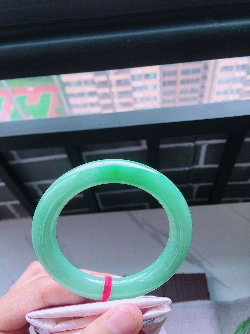 Icy Green Jadeite Bangle - 8