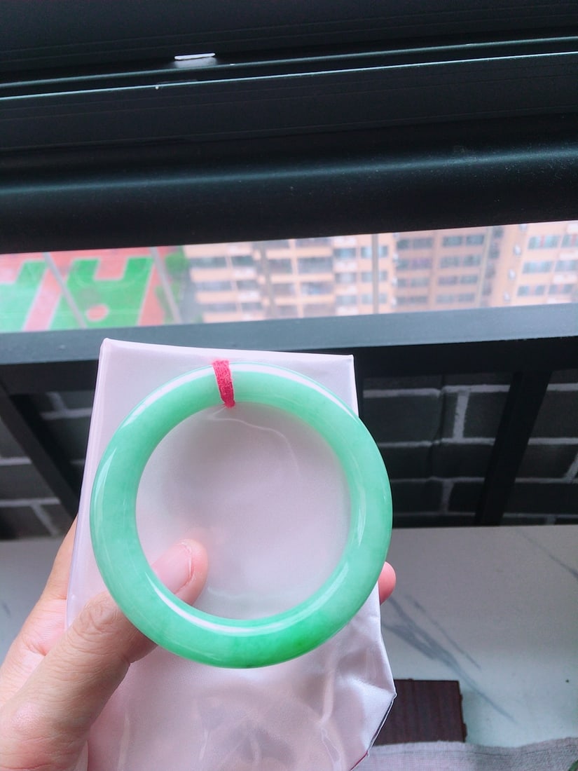 Icy Green Jadeite Bangle - 9