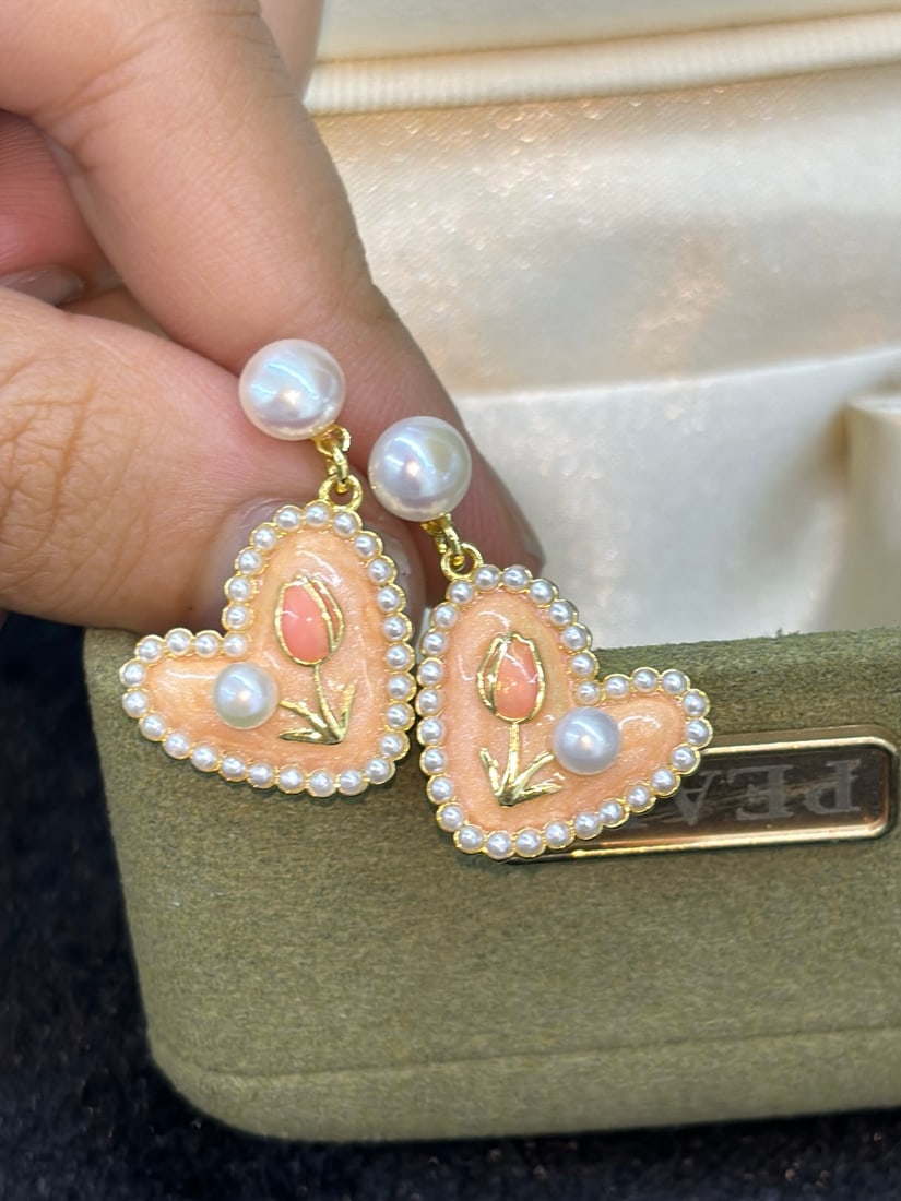 Pearl Pendant Earrings - 5