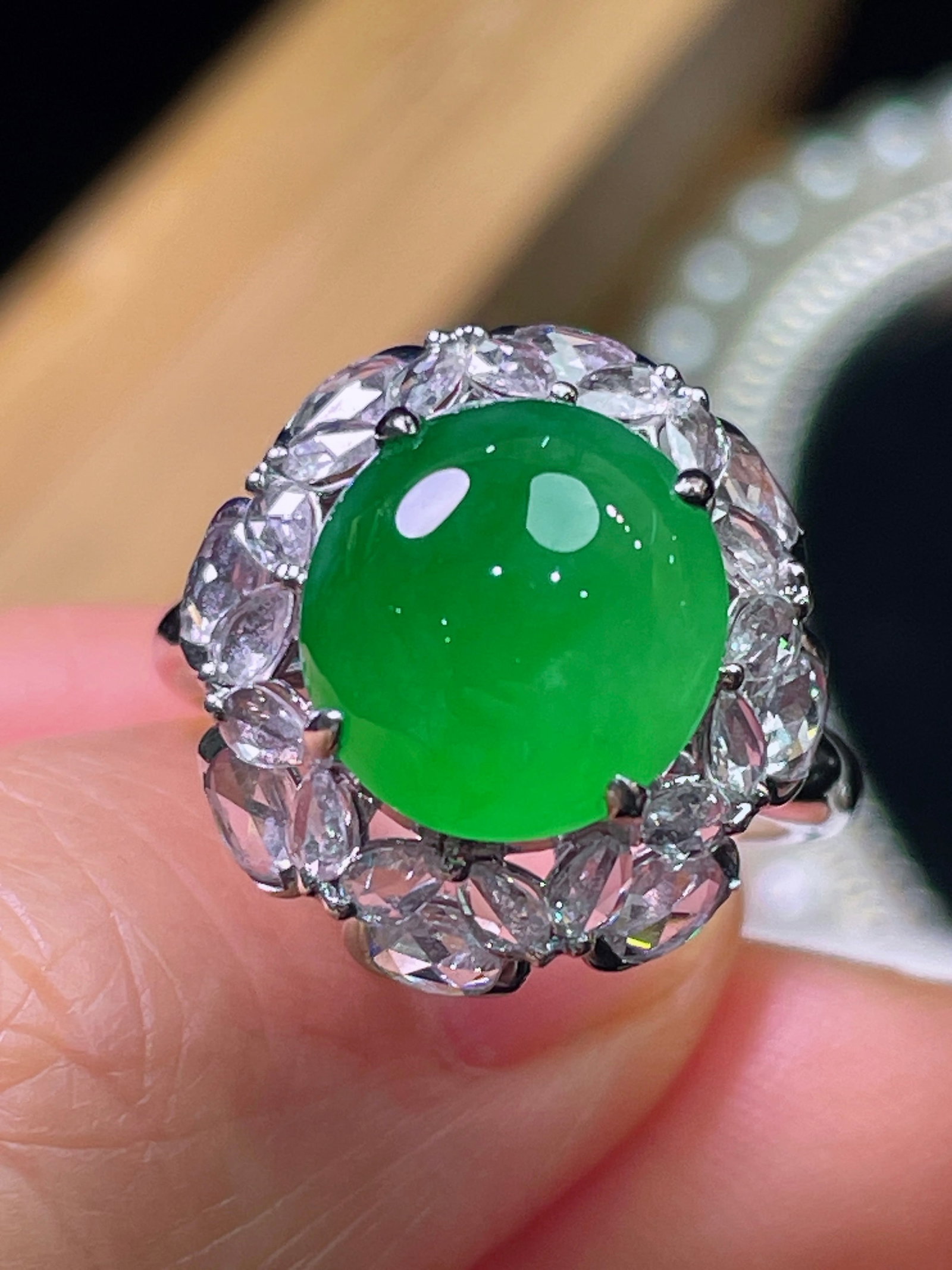 18K Gold Natural Jadete Ring - 2
