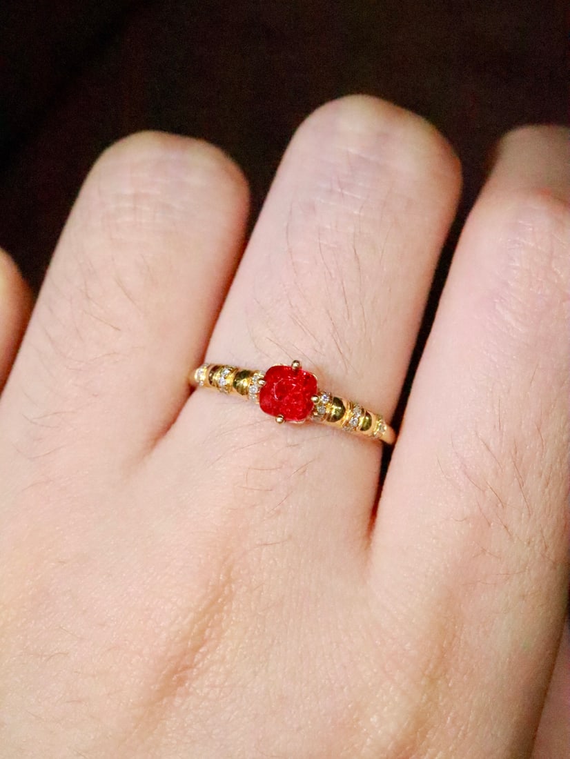 18K Gold Spinel Ring - 5