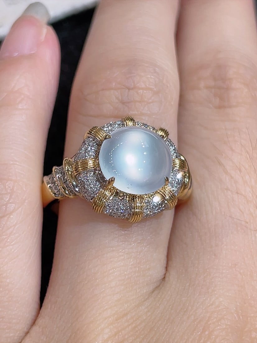 18K Gold High-Ice Glass Jadeite Ring - 2