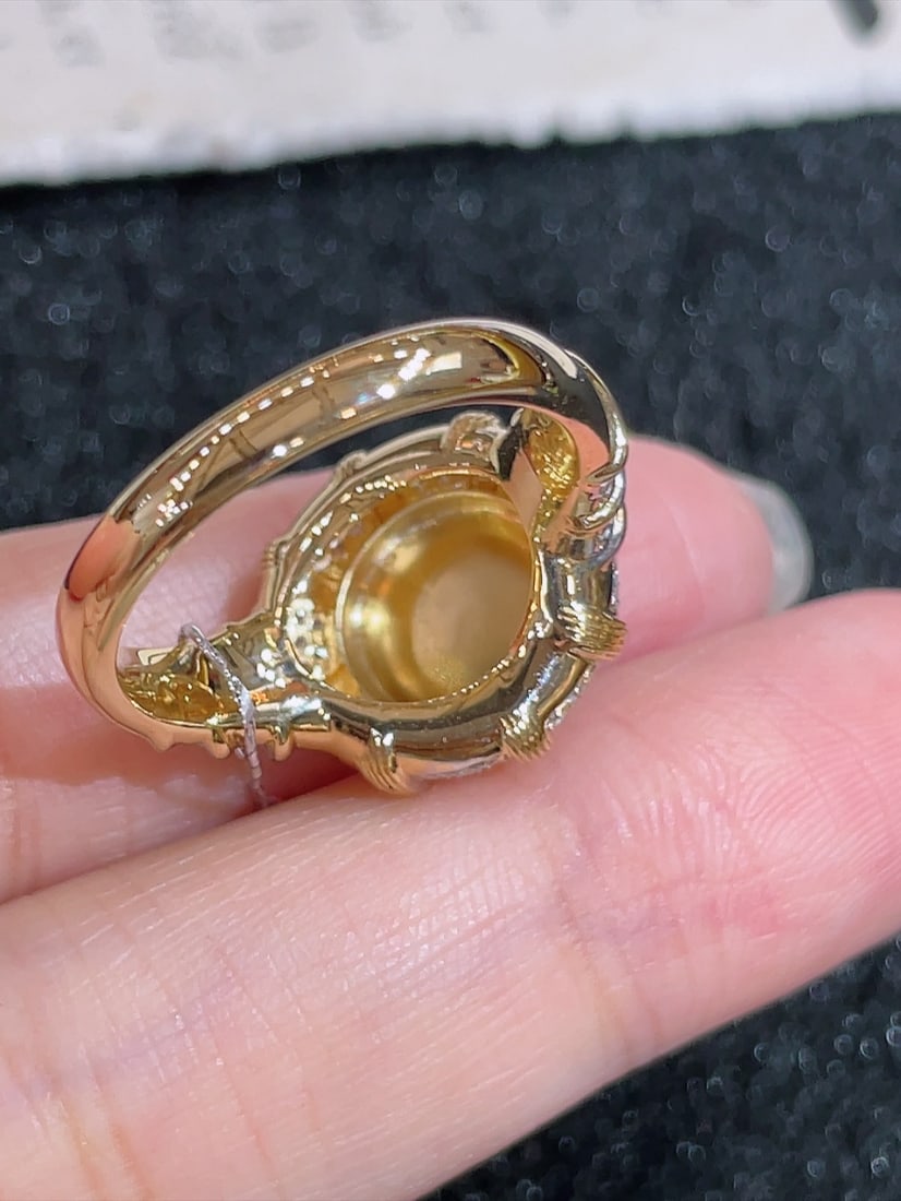 18K Gold High-Ice Glass Jadeite Ring - 5