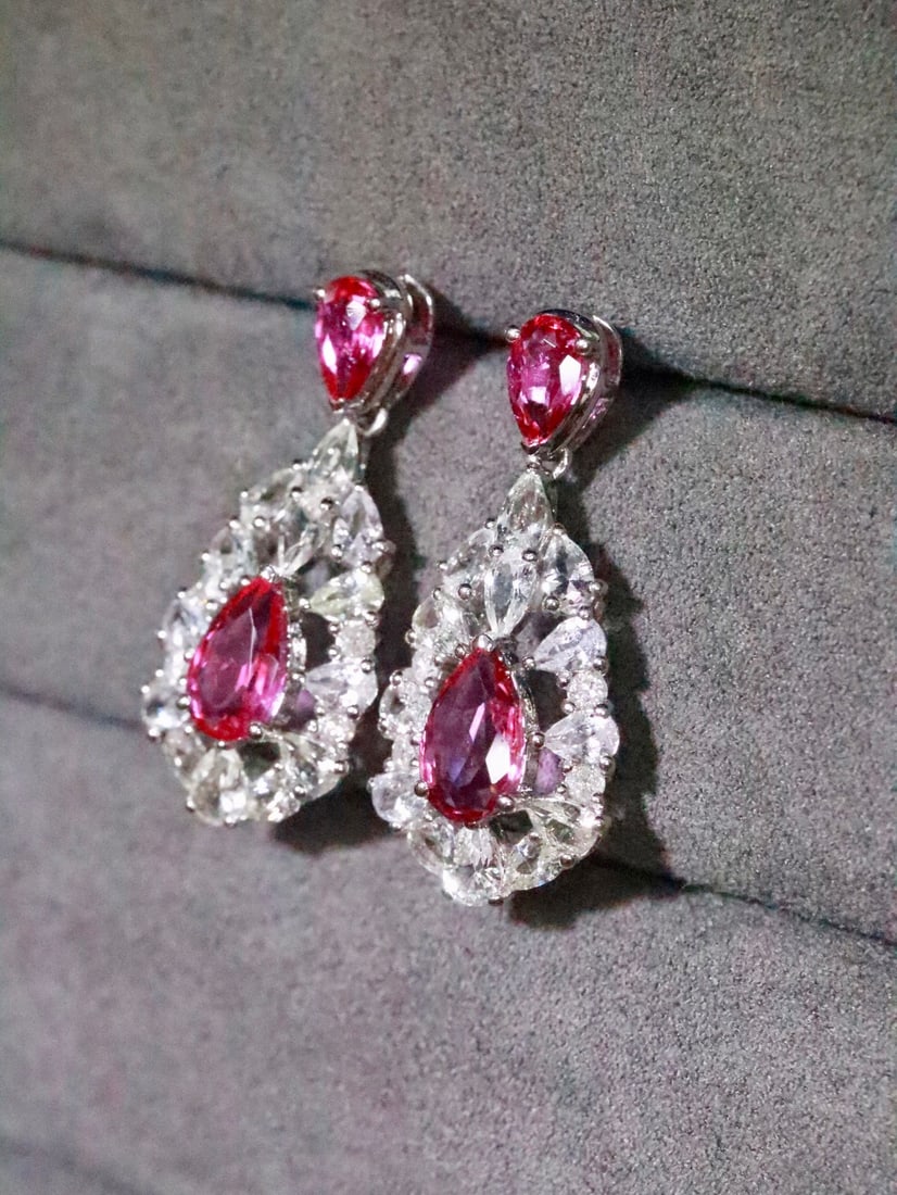 18K Gold Natural Unheated Ruby Earrings - 2