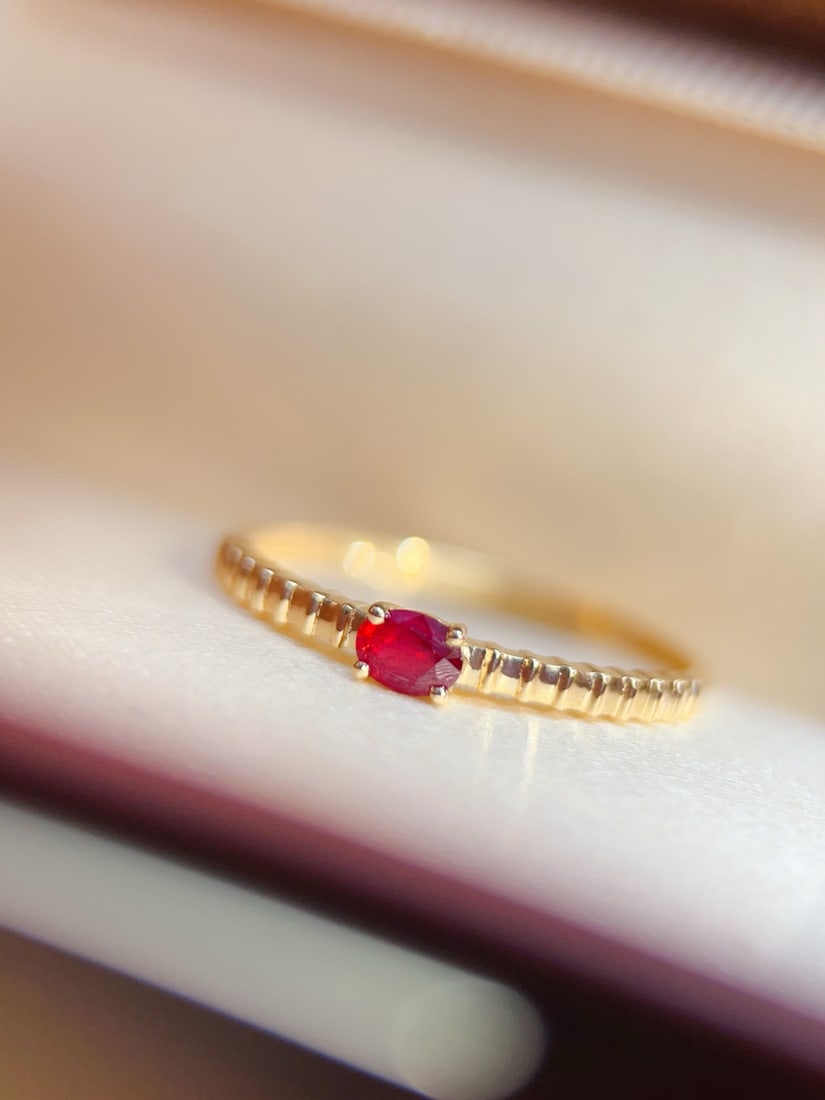 18K Gold Natural Pigeon's Blood Red Ruby Ring - 3