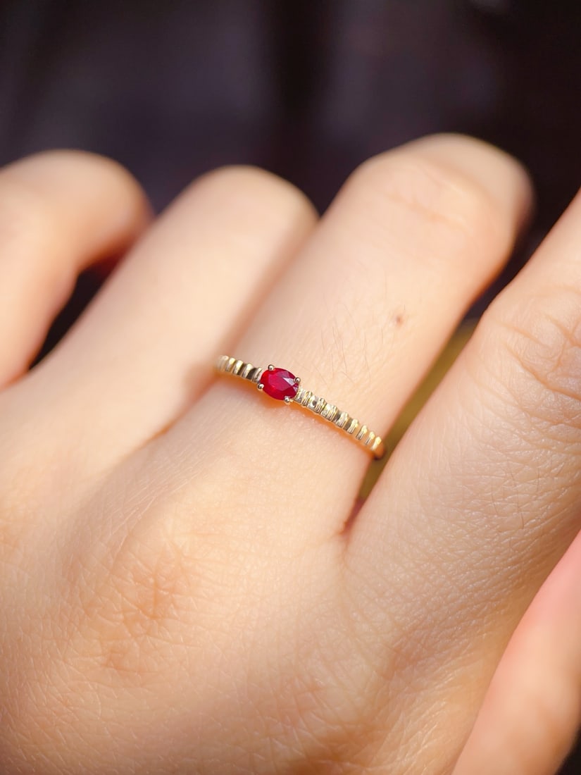 18K Gold Natural Pigeon's Blood Red Ruby Ring - 6