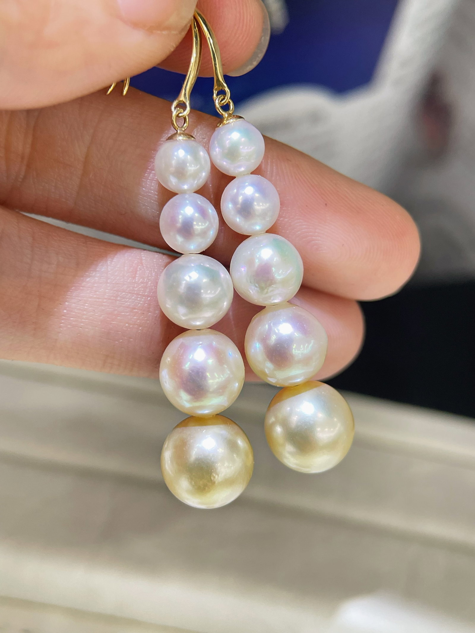 18K Gold Pearl Ear Hooks - 2