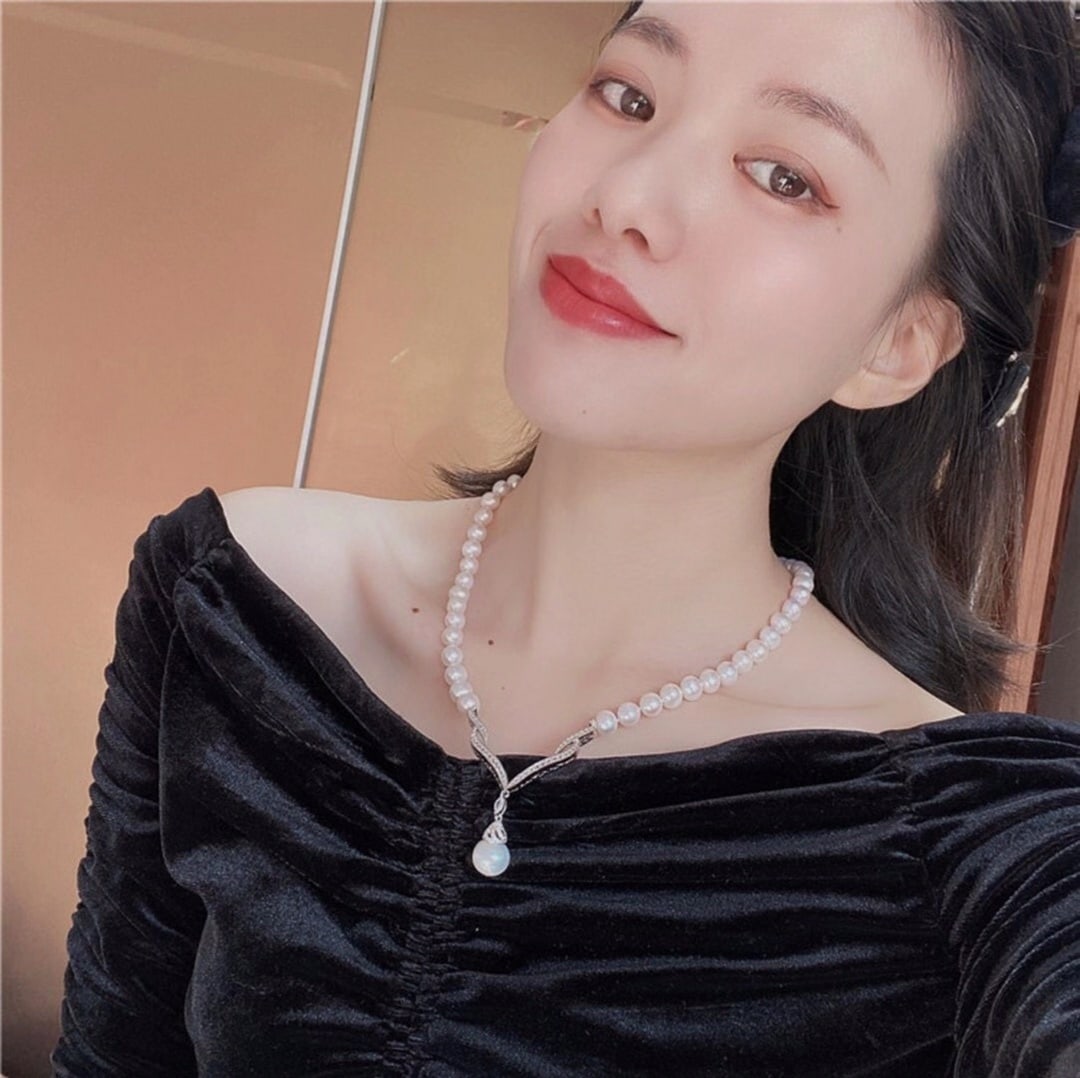 Natural White Pearl Necklace - 2