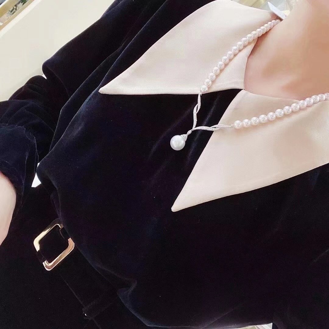 Natural White Pearl Necklace - 5