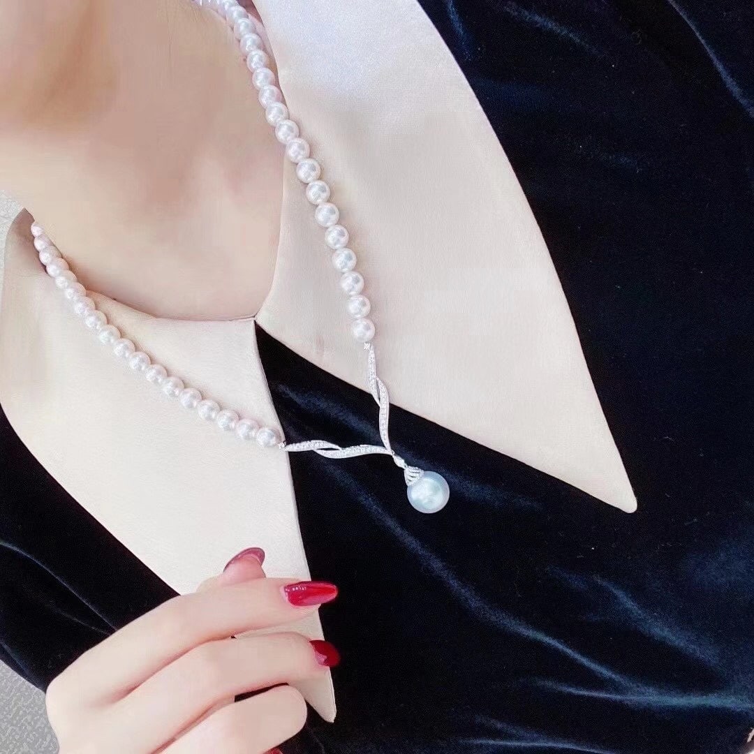 Natural White Pearl Necklace - 6