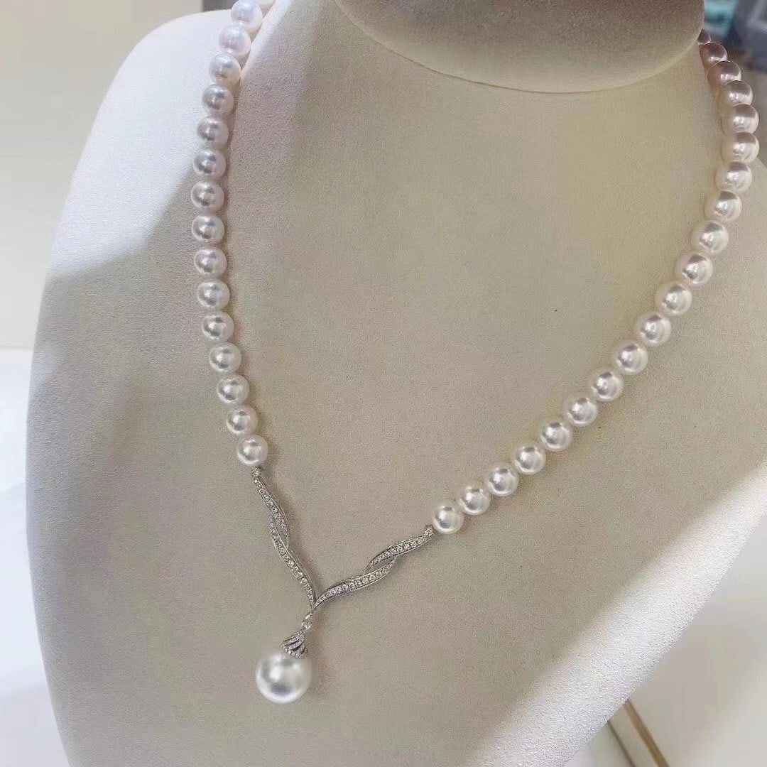 Natural White Pearl Necklace - 7
