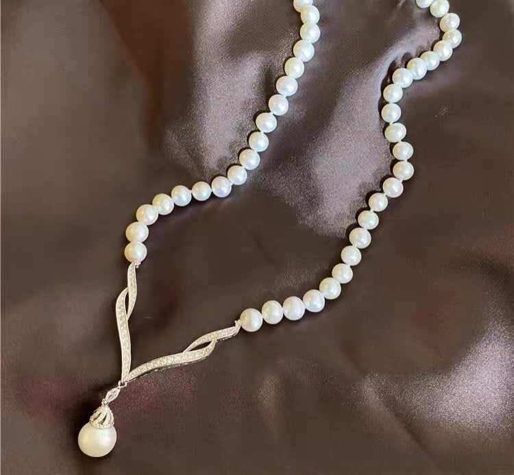 Natural White Pearl Necklace - 8