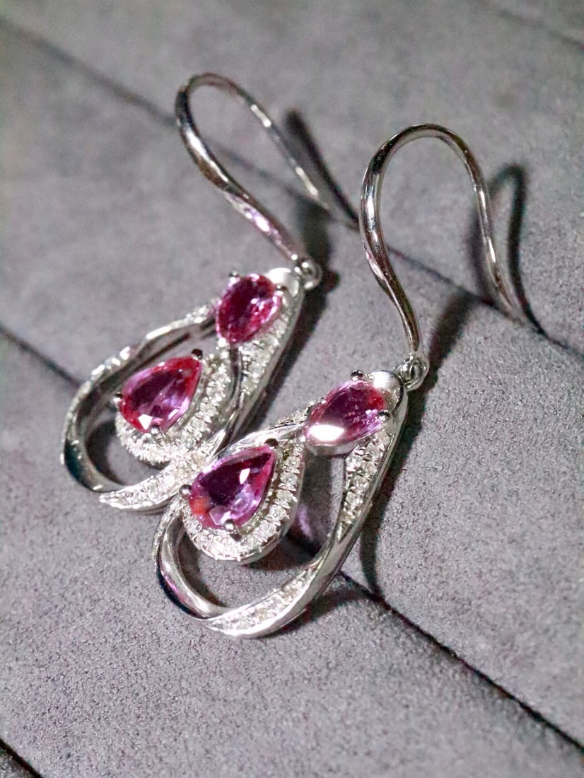 18K Natural Unheated Padparadscha Earrings - 2