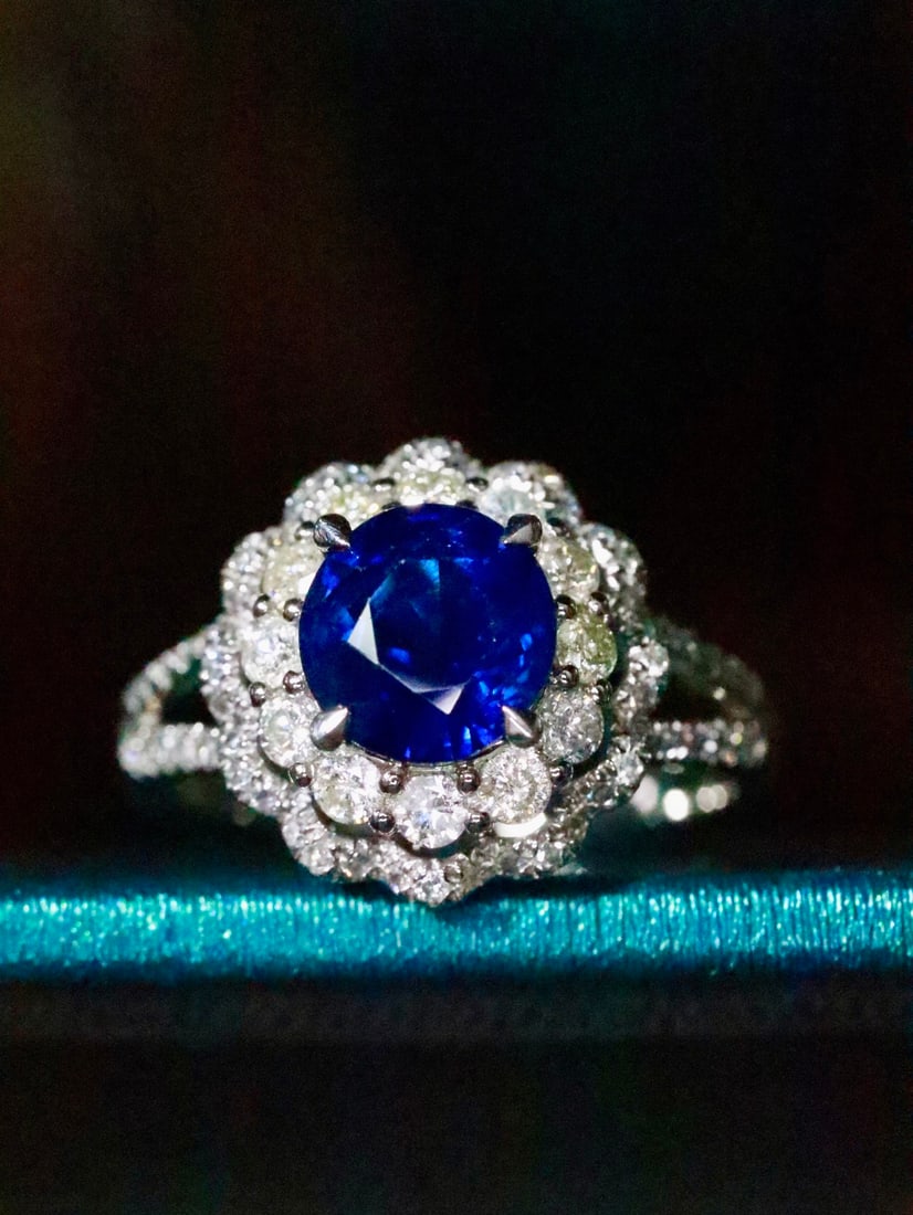 Platinum Natural Sapphire Ring - 3