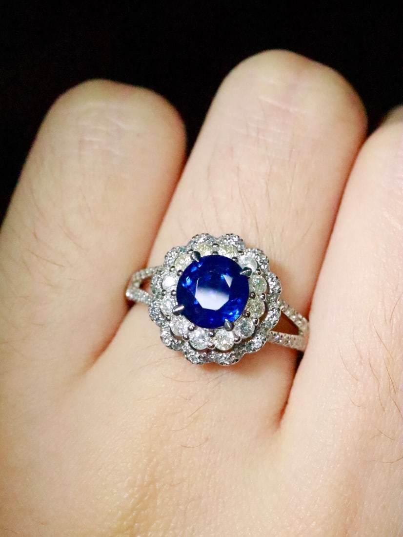 Platinum Natural Sapphire Ring - 5