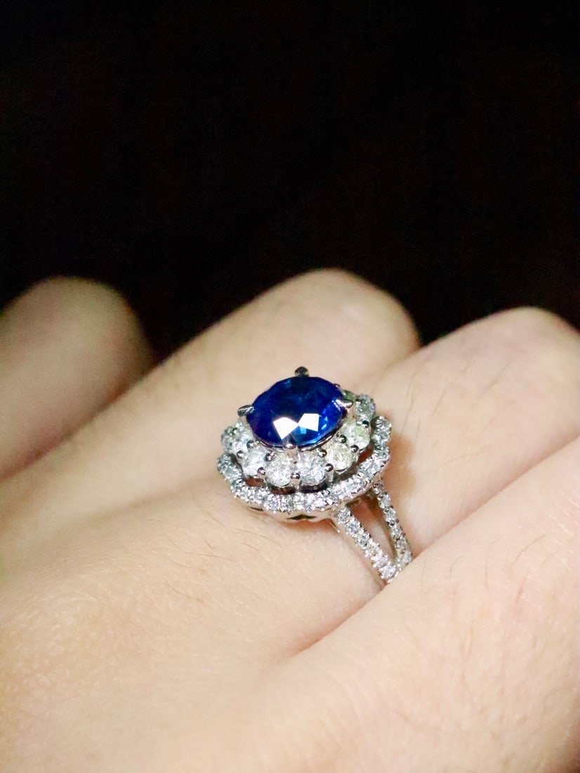 Platinum Natural Sapphire Ring - 6