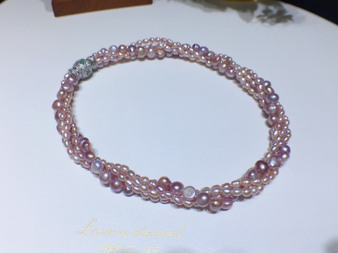 Natural Freshwater Purple Pearl Multi-layer Necklace - 3