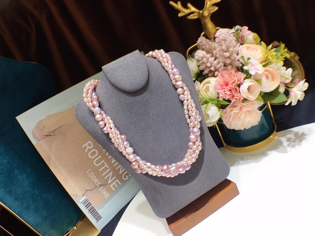 Natural Freshwater Purple Pearl Multi-layer Necklace - 5