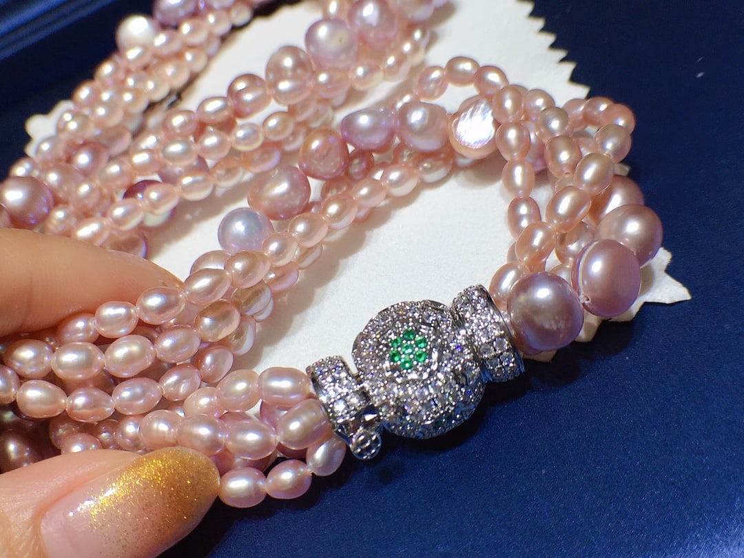 Natural Freshwater Purple Pearl Multi-layer Necklace - 6