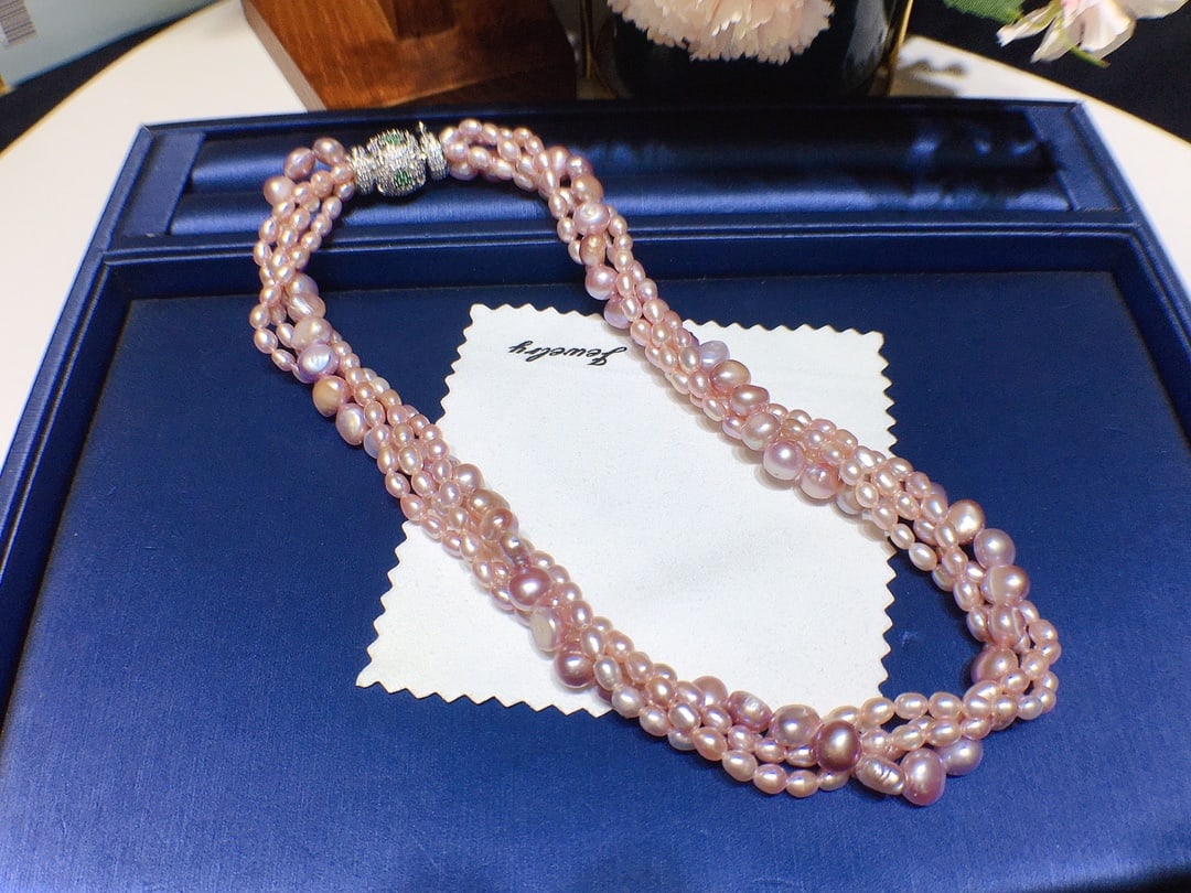 Natural Freshwater Purple Pearl Multi-layer Necklace - 7