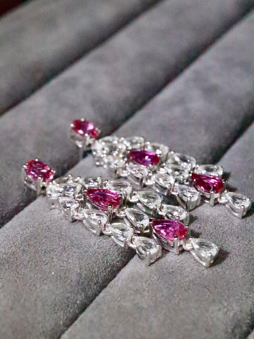 18K Gold Natural Unheated Ruby Earrings - 2