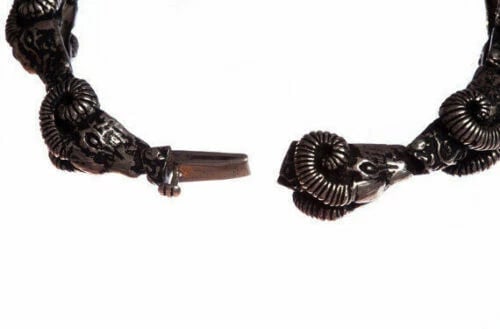Sterling Silver Multiple Ram Head Coil Bracelet w/ Antique Finish Alberto Juan - 6