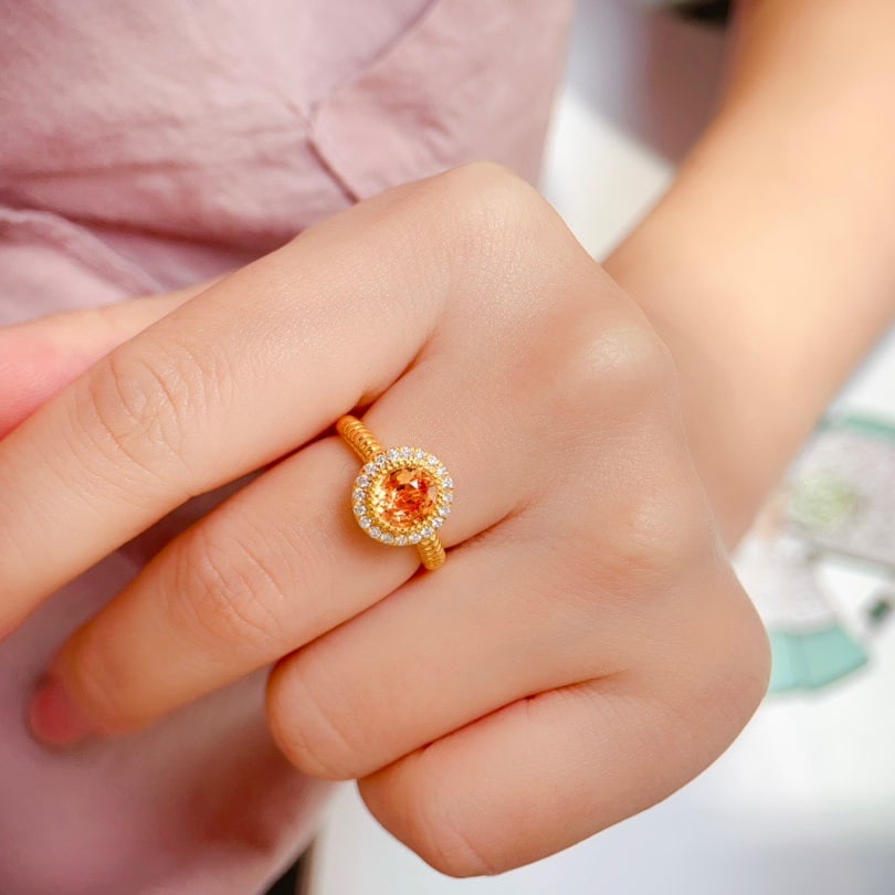 14K GOLD 1.77 CTW NATURAL PARTSCHINITE and DIAMOND RING - 9