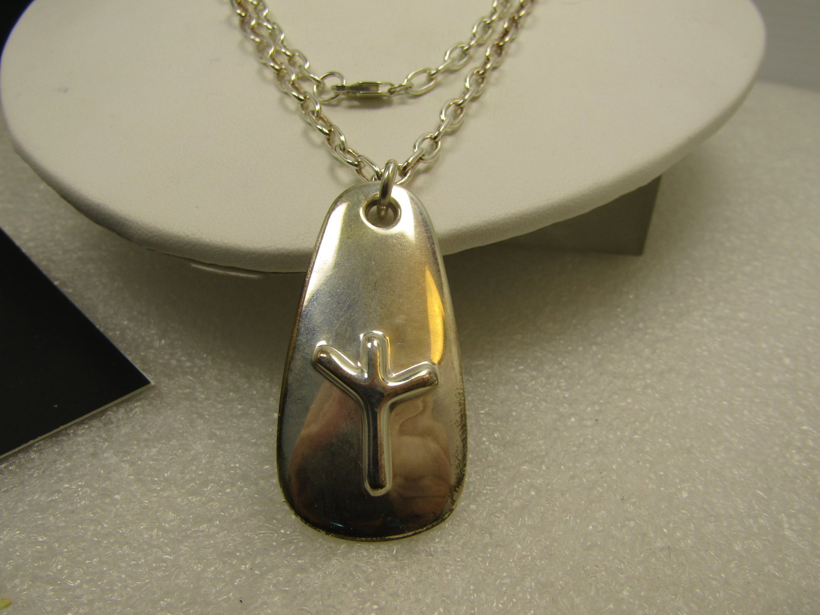 Vintage Sterling RLM Viking Elk Symbol Necklace, 36", Original Box/Pouch, 1990's. - 2