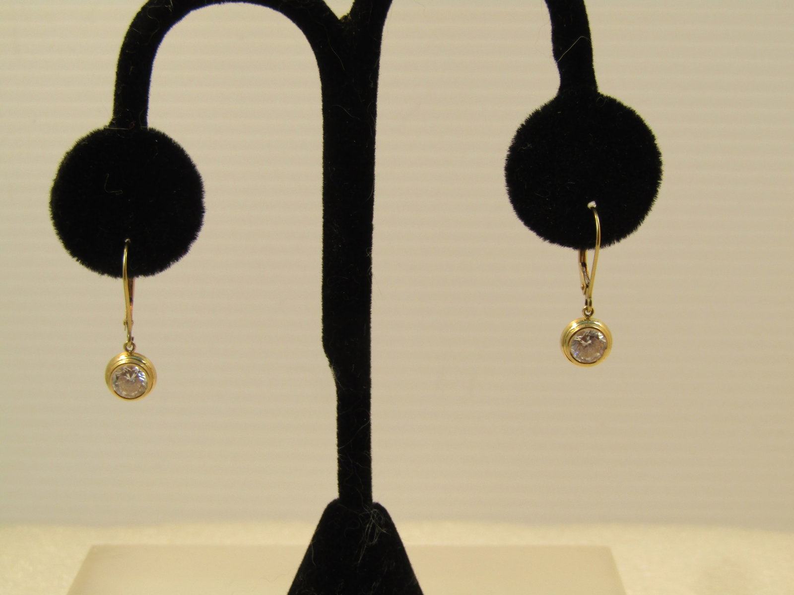 Vintage 14kt CZ Leverback Earrings, Signed JCM, 1970's-1980's (1 of 6)