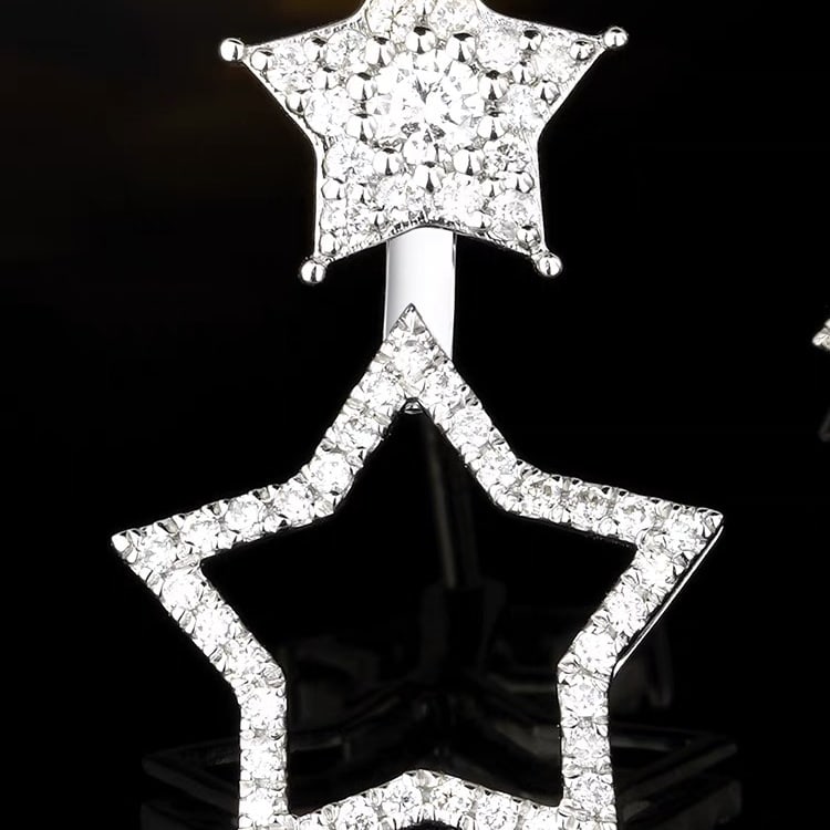 14K GOLD 0.52 CT NATURAL H DIAMOND EARRINGS - 2