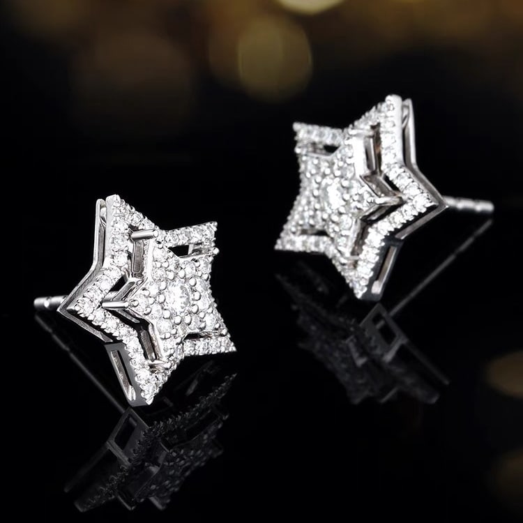 14K GOLD 0.52 CT NATURAL H DIAMOND EARRINGS - 4
