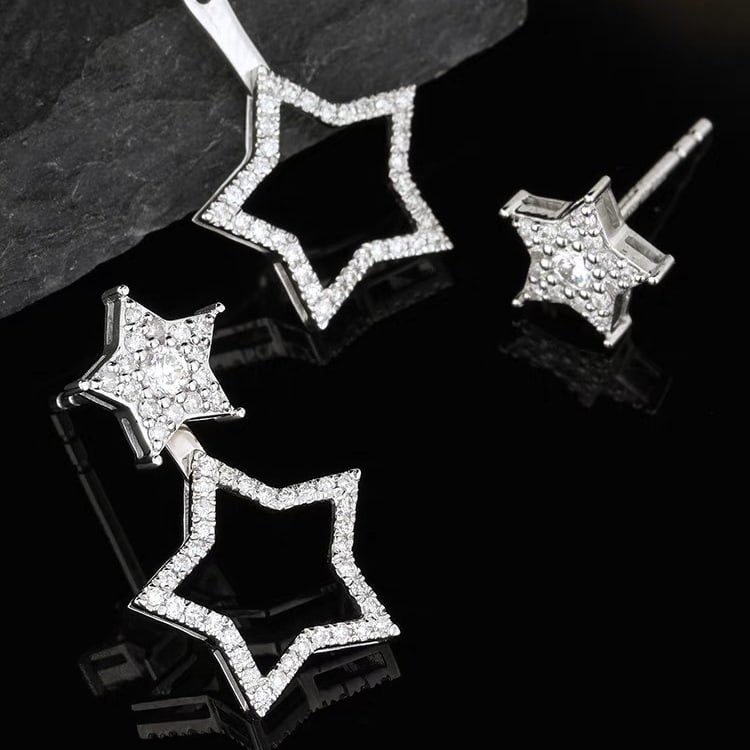 14K GOLD 0.52 CT NATURAL H DIAMOND EARRINGS - 5
