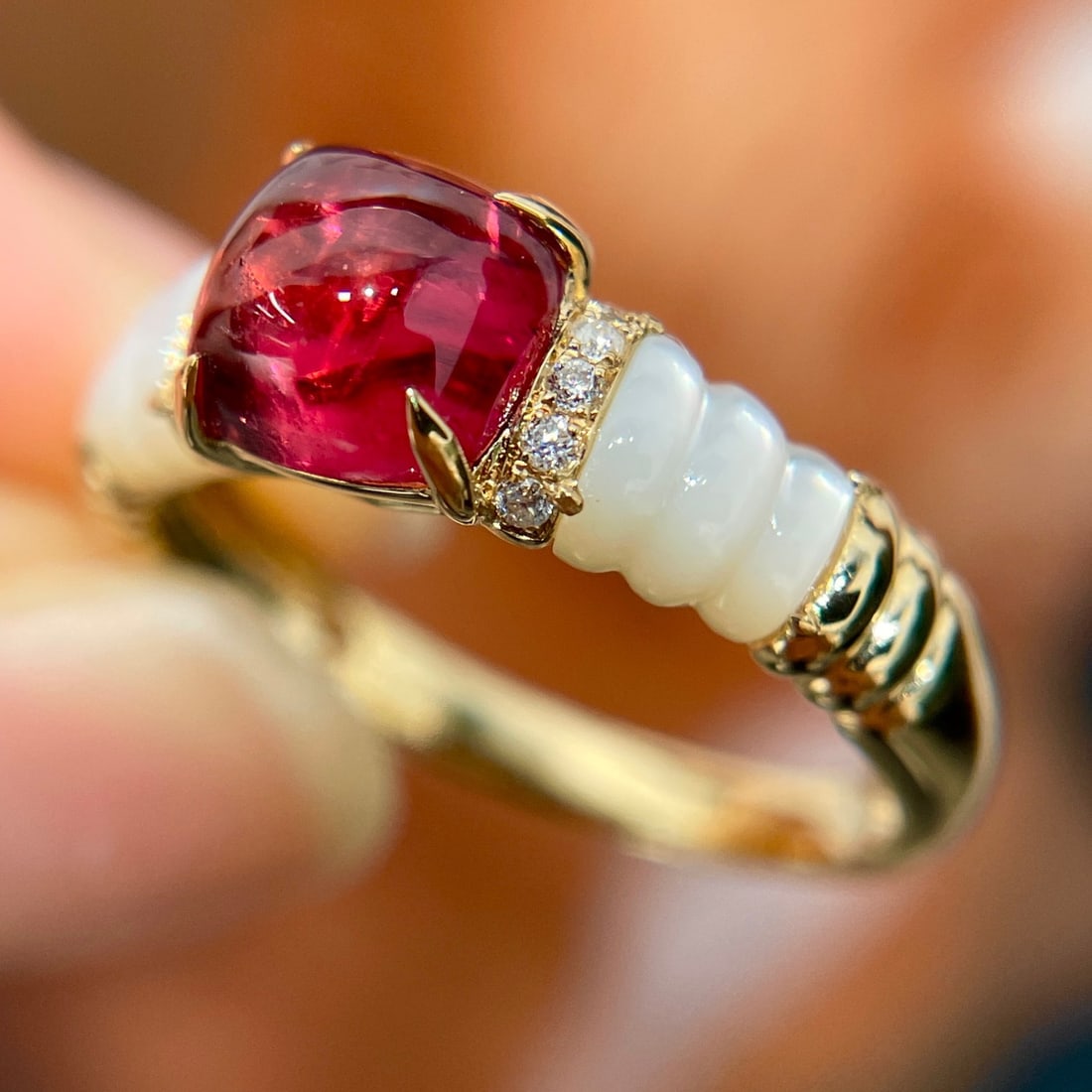 14K GOLD 1.4 CT NATURAL TOURMALINE and DIAMOND RING - 3