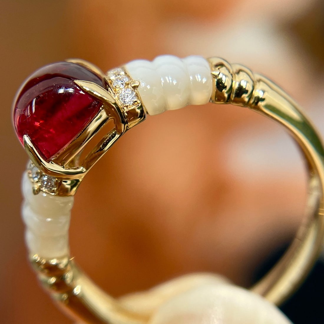 14K GOLD 1.4 CT NATURAL TOURMALINE and DIAMOND RING - 4