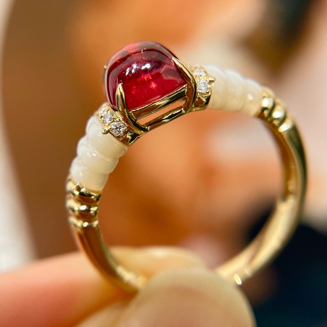 14K GOLD 1.4 CT NATURAL TOURMALINE and DIAMOND RING - 5
