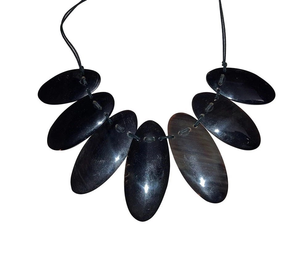 Hand Made Carved Cow Horn Necklace - 3