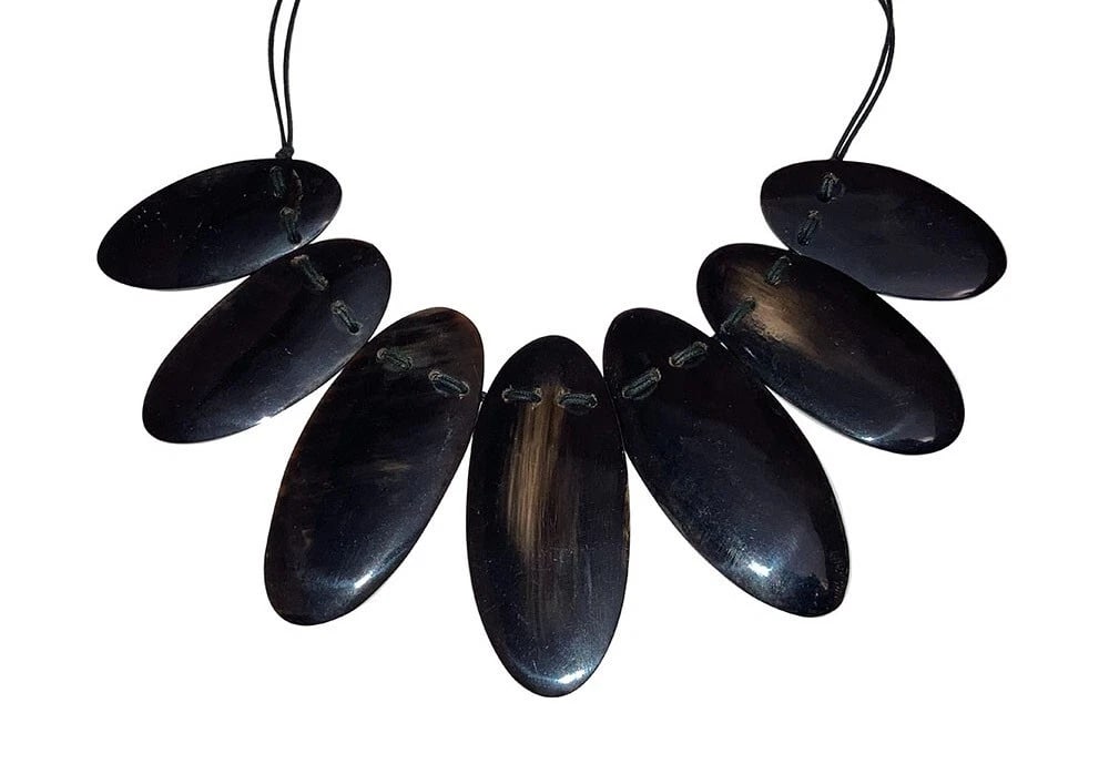 Hand Made Carved Cow Horn Necklace - 4