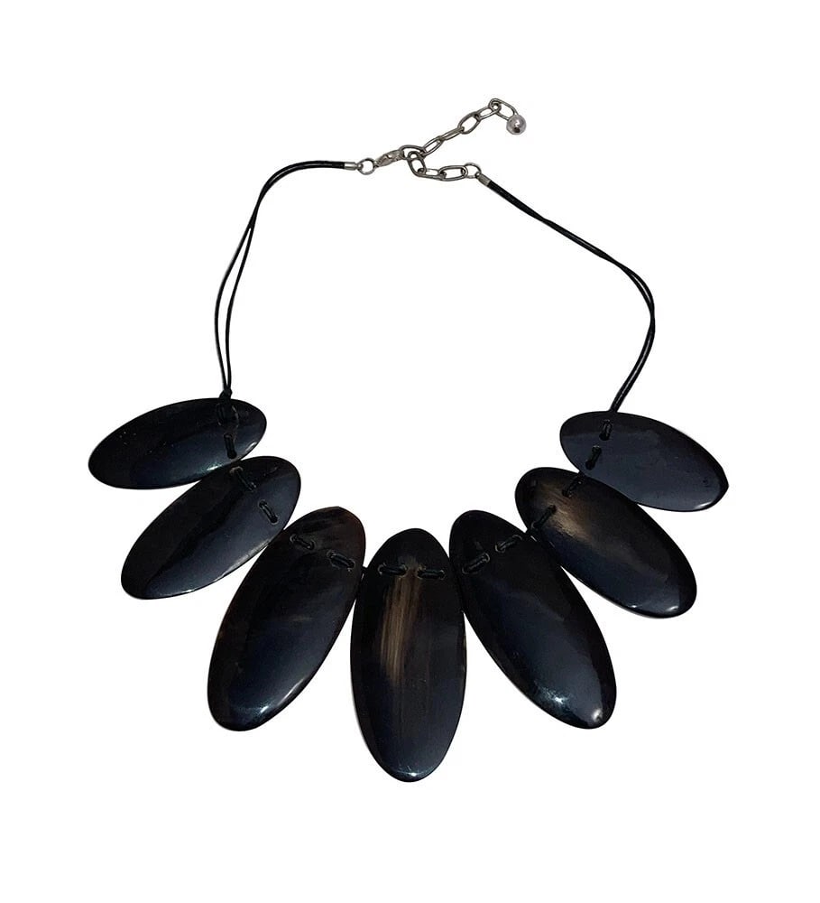 Hand Made Carved Cow Horn Necklace - 5